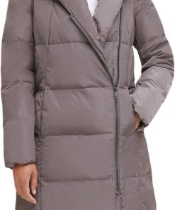 Women's Long Size Zip Hooded Quilted Down Coat