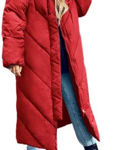 Women's Long Puffer Coat Long Sleeve Padded Winter Down Coats Hooded Parka Jacket