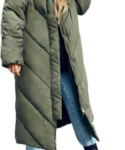 Women's Long Puffer Coat Long Sleeve Padded Winter Down Coats Hooded Parka Jacket