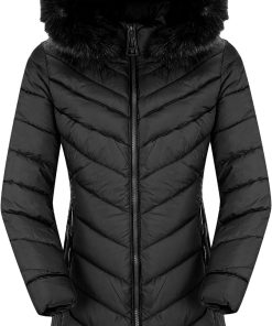 Puffer Jacket Women.Lightweight Padding Bubble Hooded Coat with Fur Collar Warmth Outerwear