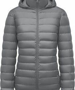 Women's Lightweight Packable Down Jacket Quilted Puffer Coat with Hood Removable