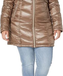 Women's Hooded Chevron Packable Down Jacket (Standard and Plus)